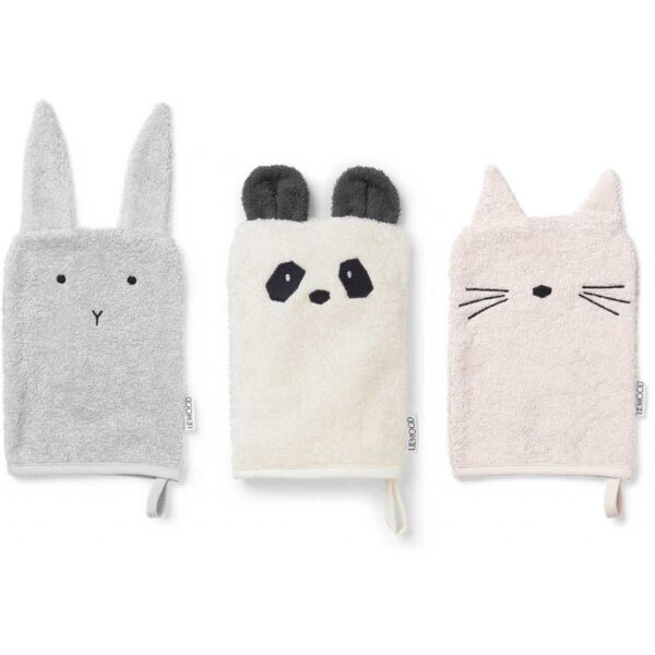 Lot de 3 gants de toilette Sylvester | Chat - Rose