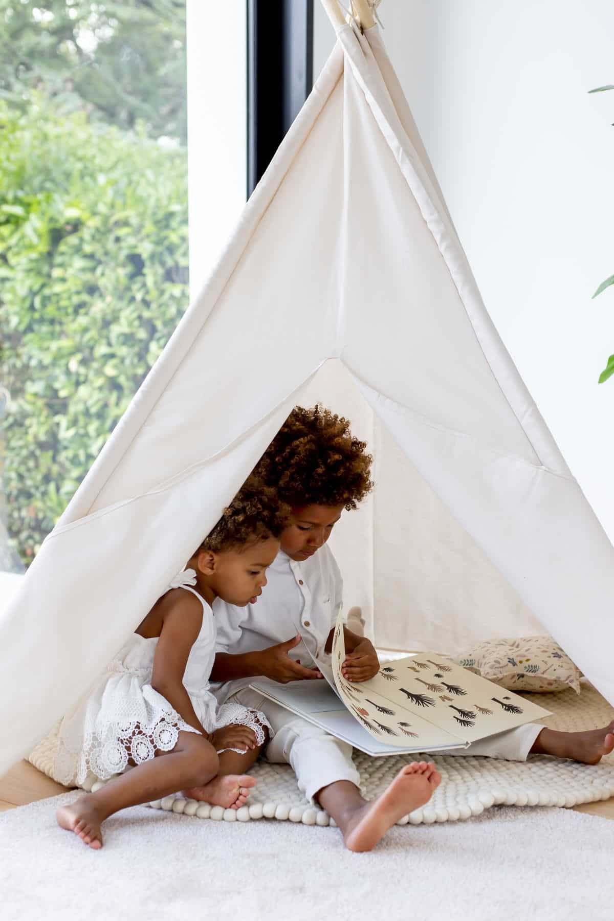 Blanc Tente Tipi Tente de bricolage pour les enfants de tentes de