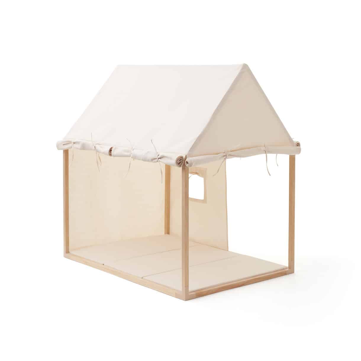 Cabane de jeu en tissu blanc cassé et bois naturel l Kids Concept