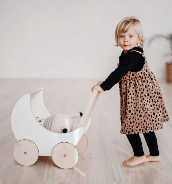 Landau pour poupée en bois Toy Pram - Blanc