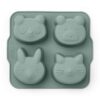 moule en silicone pour petits gâteaux avec des formes en animaux coloris vert