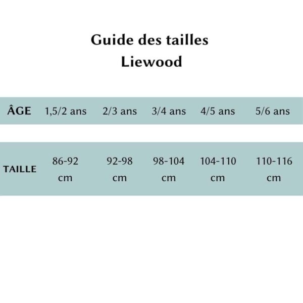 guide des tailles pour la marque liewood
