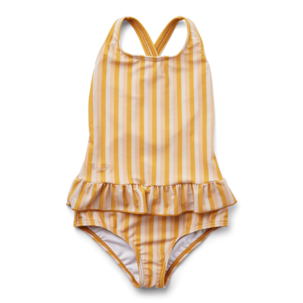 maillot de bain taille enfant une pièce rayures jaune liewood