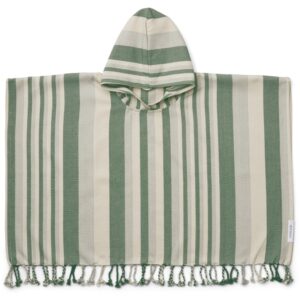 Poncho à capuche Roomie - Vert / Crème - Liewood - Eco-friendly