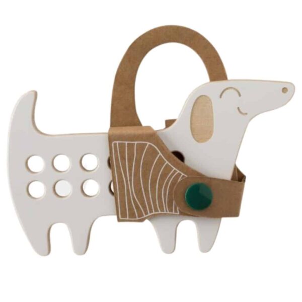 jouet à lacer en bois pour les enfants en forme de chien