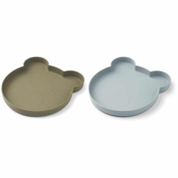 lot de 2 assiettes en silicone en forme d'ours pour enfants