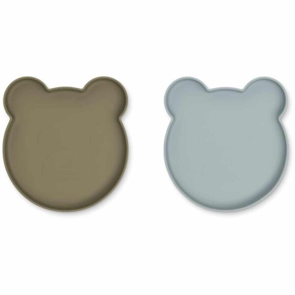 lot de 2 assiettes en silicone en forme d'ours pour enfants