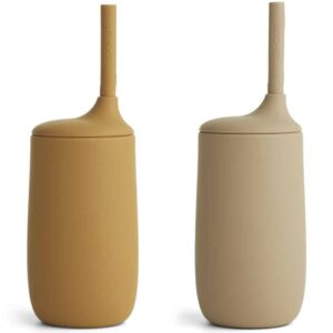 Set de 2 gobelets en silicone avec paille Dylan - Golden caramel oat mix