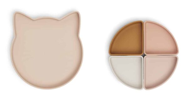 Assiette en silicone compartimentée Arne - Chat rose multi mix