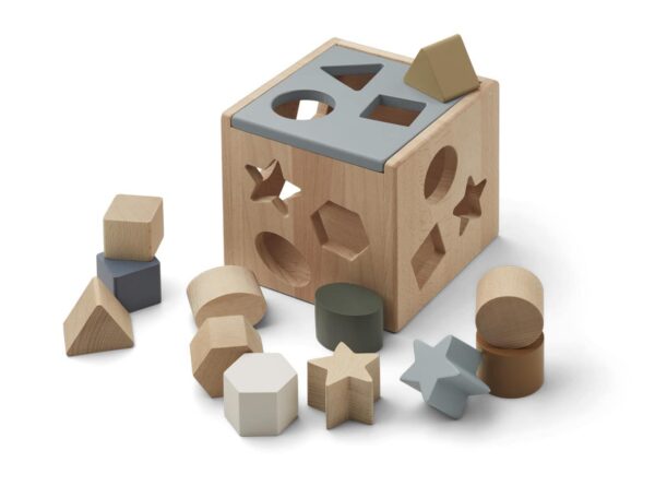 Cube à formes en bois Mark | Géométrie - Bleu multi mix