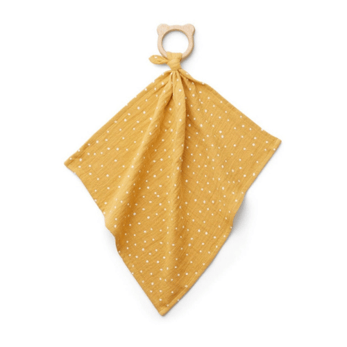 Anneau de dentition et lange Dines - Confetti yellow mellow