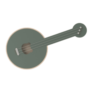 Banjo en bois - vert faune/bleu tourterelle