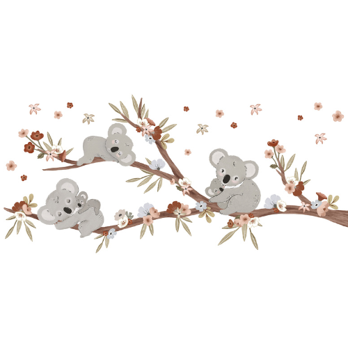 Grand sticker Eucalyptus branches with flowers