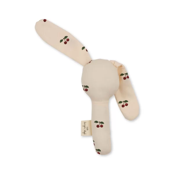 Hochet en coton bio Lapin - Cerise